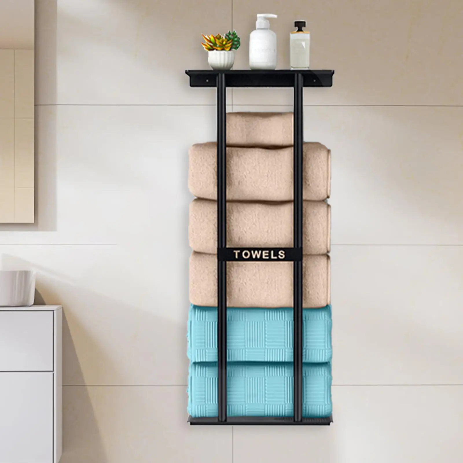 

1pcs Portable Wall Mounted Towel Rack in Elegant Color Portable Accessory for Bathroom Rolled Towel Storage Solution Needs