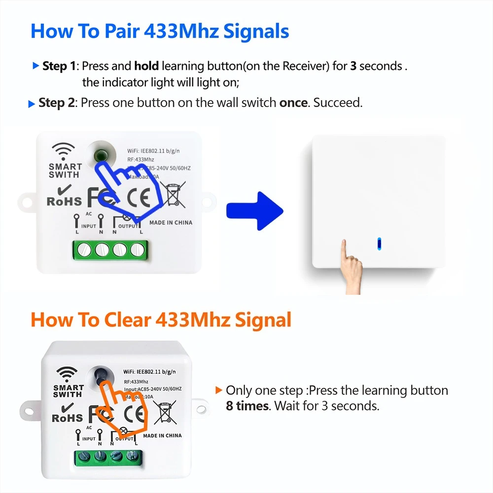 Tuya Google Home Alexa Smart Life APP smart home WIFI and RF433Mhz Wireless Remote Control light Switch AC110V 86panel for light