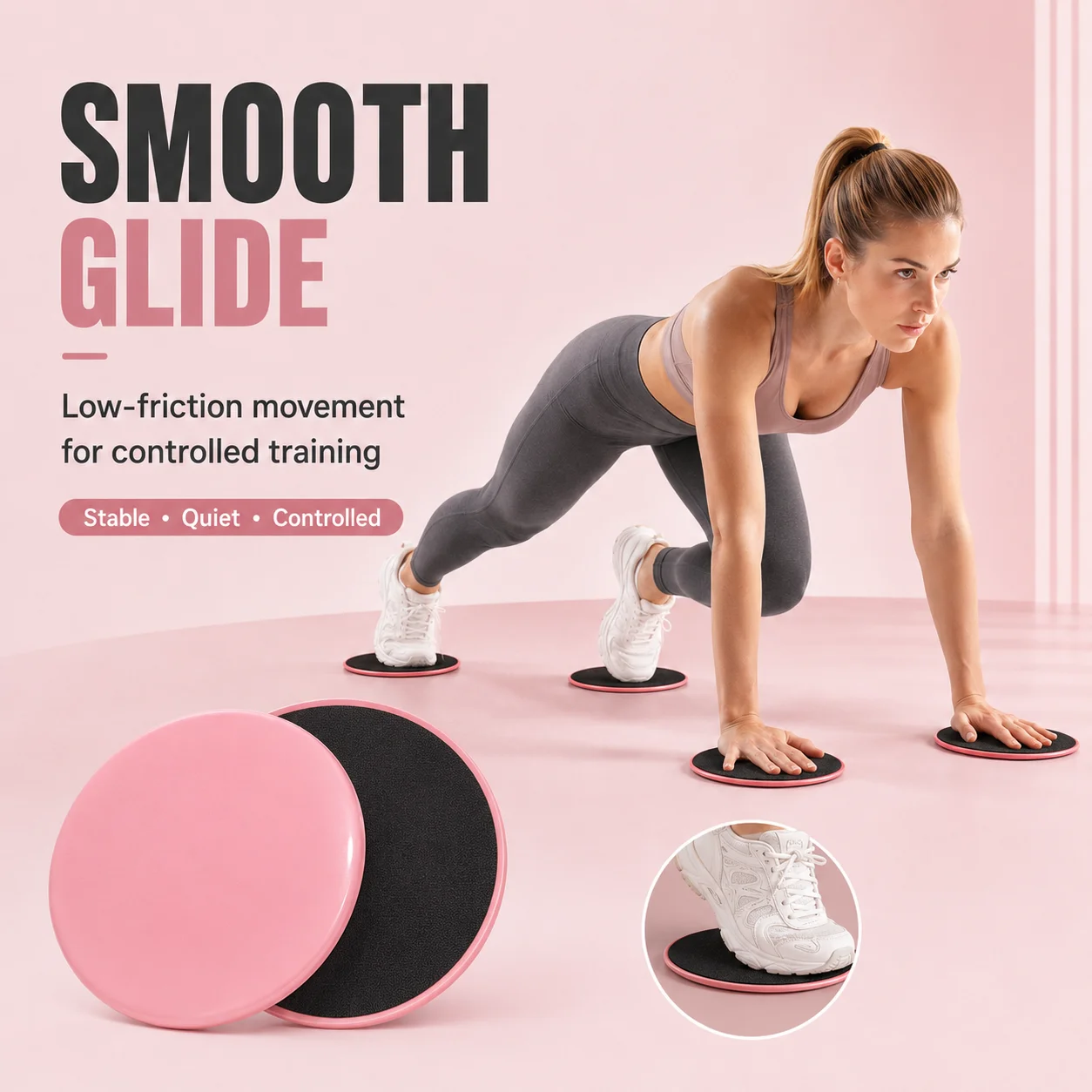 2er-Set Yoga-Gleitscheiben, doppelseitige Fitness-Gleiter, PP-Kern-Trainingsplatten für Heimtraining, Bodenübungen, Balance-Pad – Detail 6
