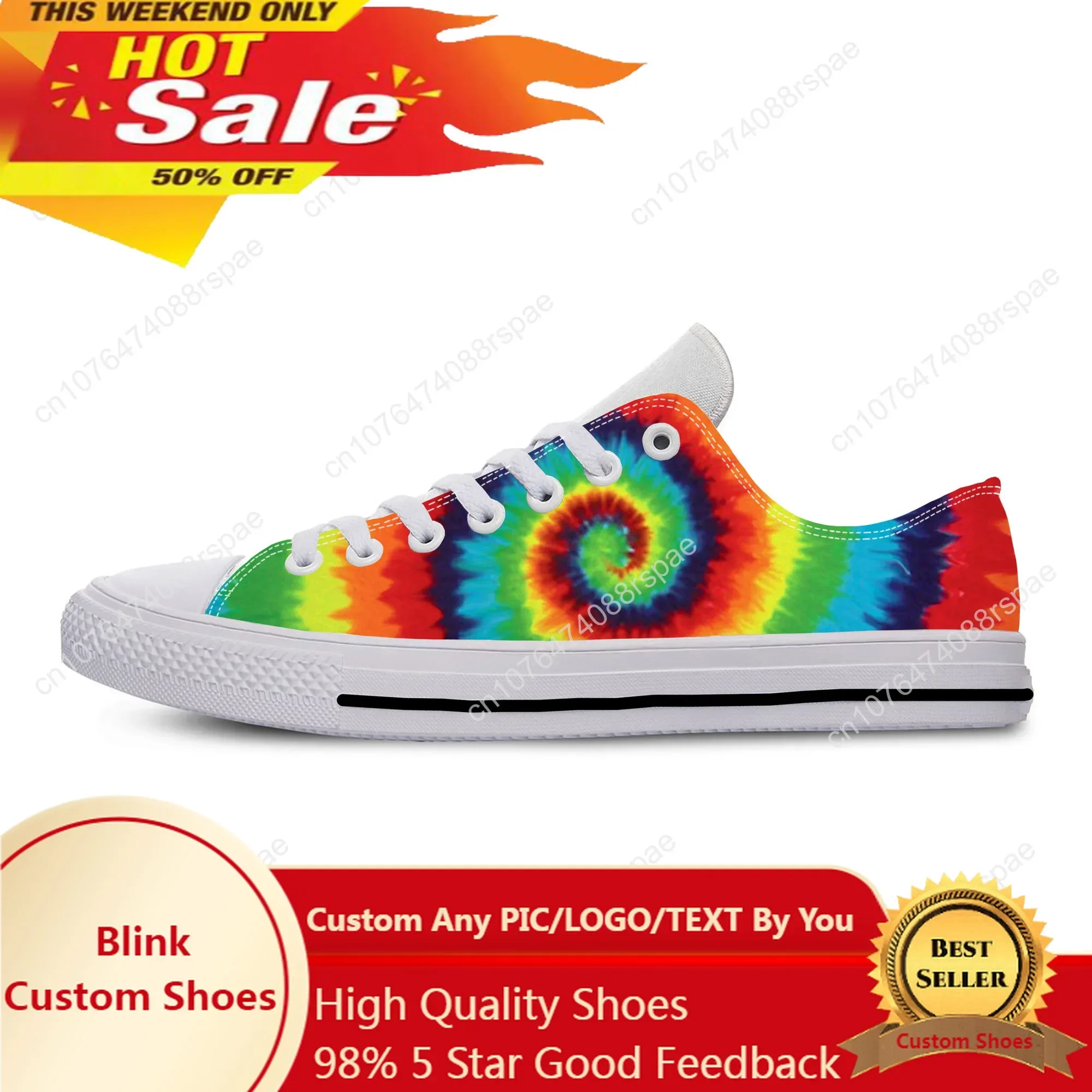 

Hot Cool Summer Anime Cartoon Tie Dye Pattern Aesthetic Fashion Casual Cloth Shoes Men Women Sneakers Low Top Board Shoes