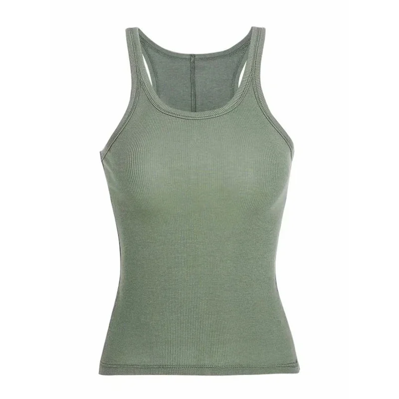 بوني بلون أساسي مضلع محبوك تانك القمم المرأة الصيف خمر أكمام كاميس 90s كول بنات الشارع الشهير الأخضر لينة تيز #5