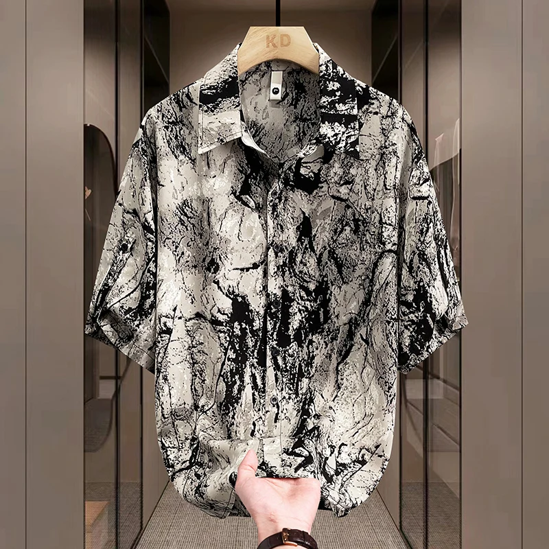 

Men's Streetwear Casual Short Sleeve Blouse Fashion Shirt Streetdress Hombre Male Clothing Spring Autumn Camisa Men's Shirts New