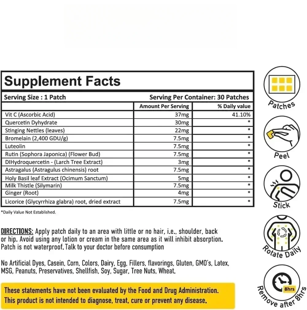 30 Patches Allergy Plus Patches Transdermicos