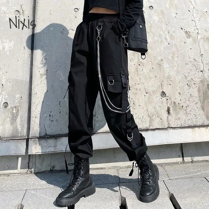 Plus Size Cargo Pants Women Summer Thin Black Nine-point Trousers Korean Fashion Streetwear Oversized Bottoms Female Y2K Clothes