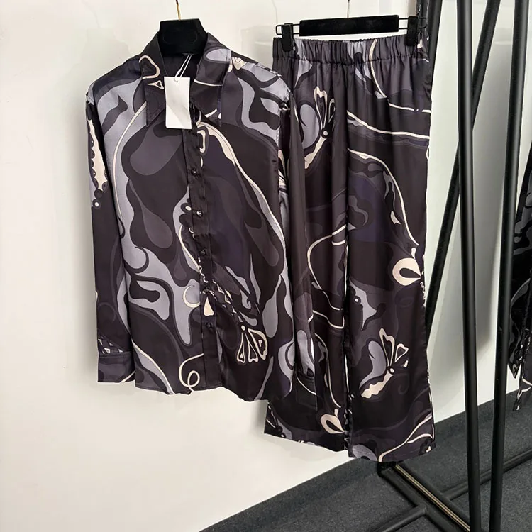 Designer Autumn Print Pants Set Women's