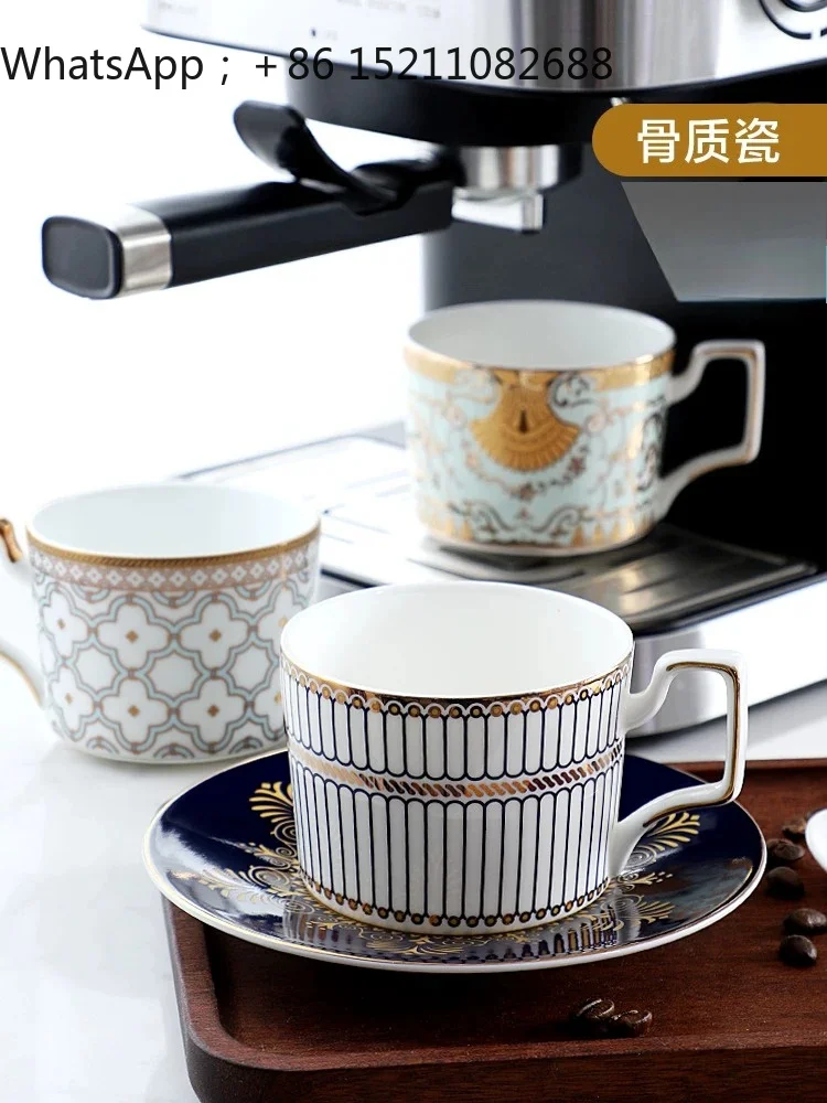 SCY coffee cup and saucer set, high-end exquisite afternoon tea set, bone china cup, saucer and spoon set.