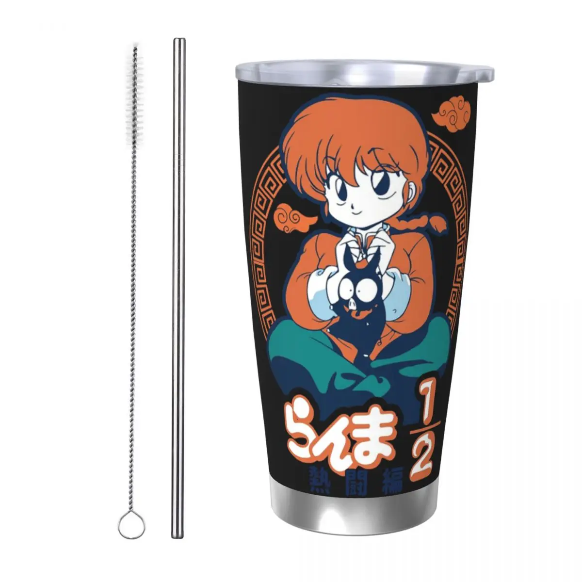 

Ranma 1/2 стакан из нержавеющей стали, кружки с вакуумной изоляцией, термохолодные чашки, соломинка с крышкой, 20 унций