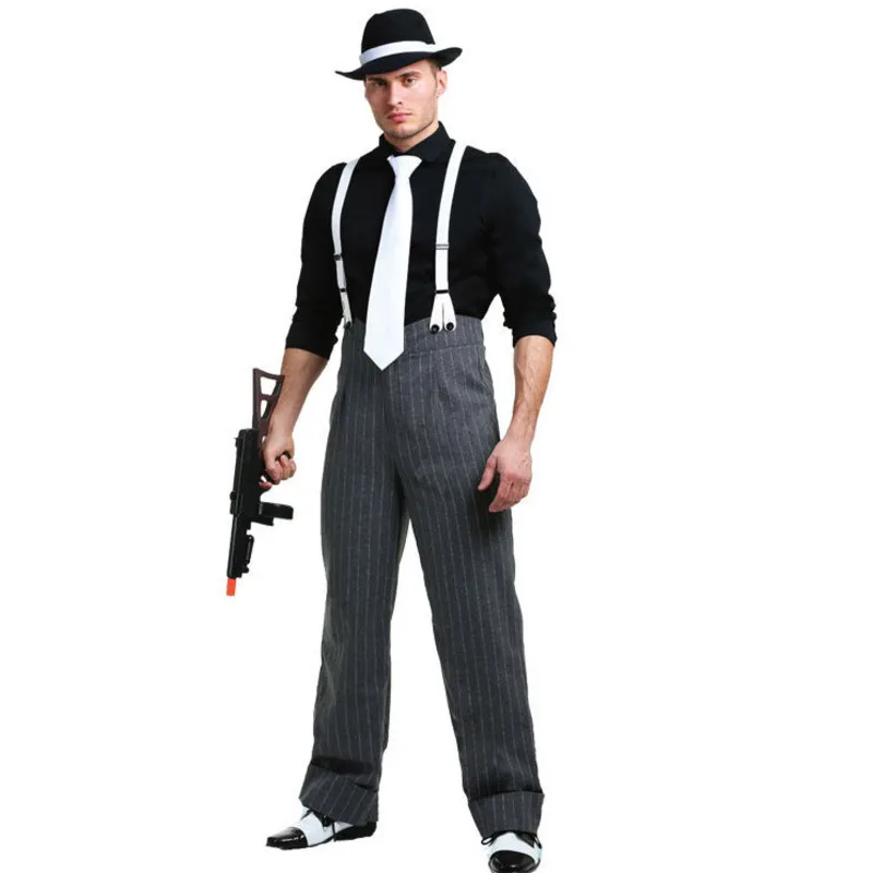 

COS Halloween Performance Movie Godfather Character Italian Russian Gangster Boss Suspender Costume