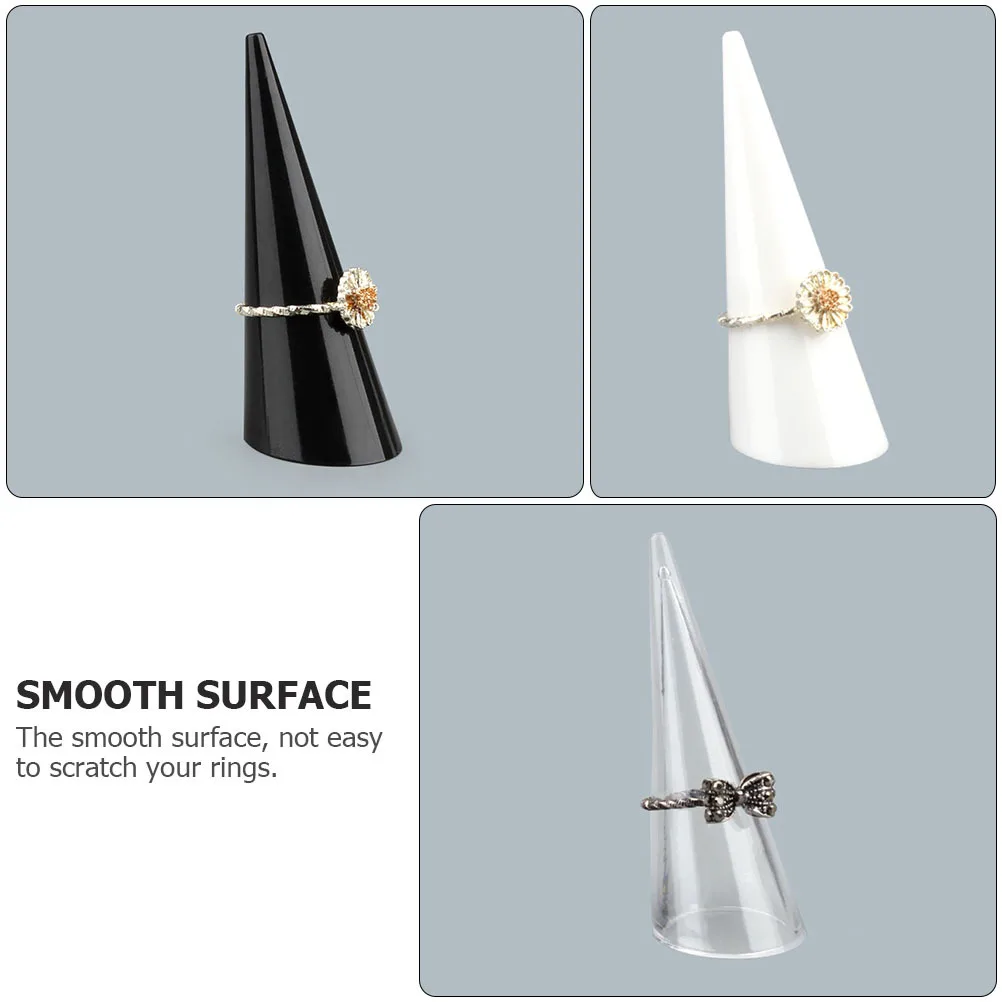 

6Pcs Acrylic Ring Holder Displays Cone Shape Organizers Lightweight Jewelry Stand for Counters Stores Fairs Ring Rack