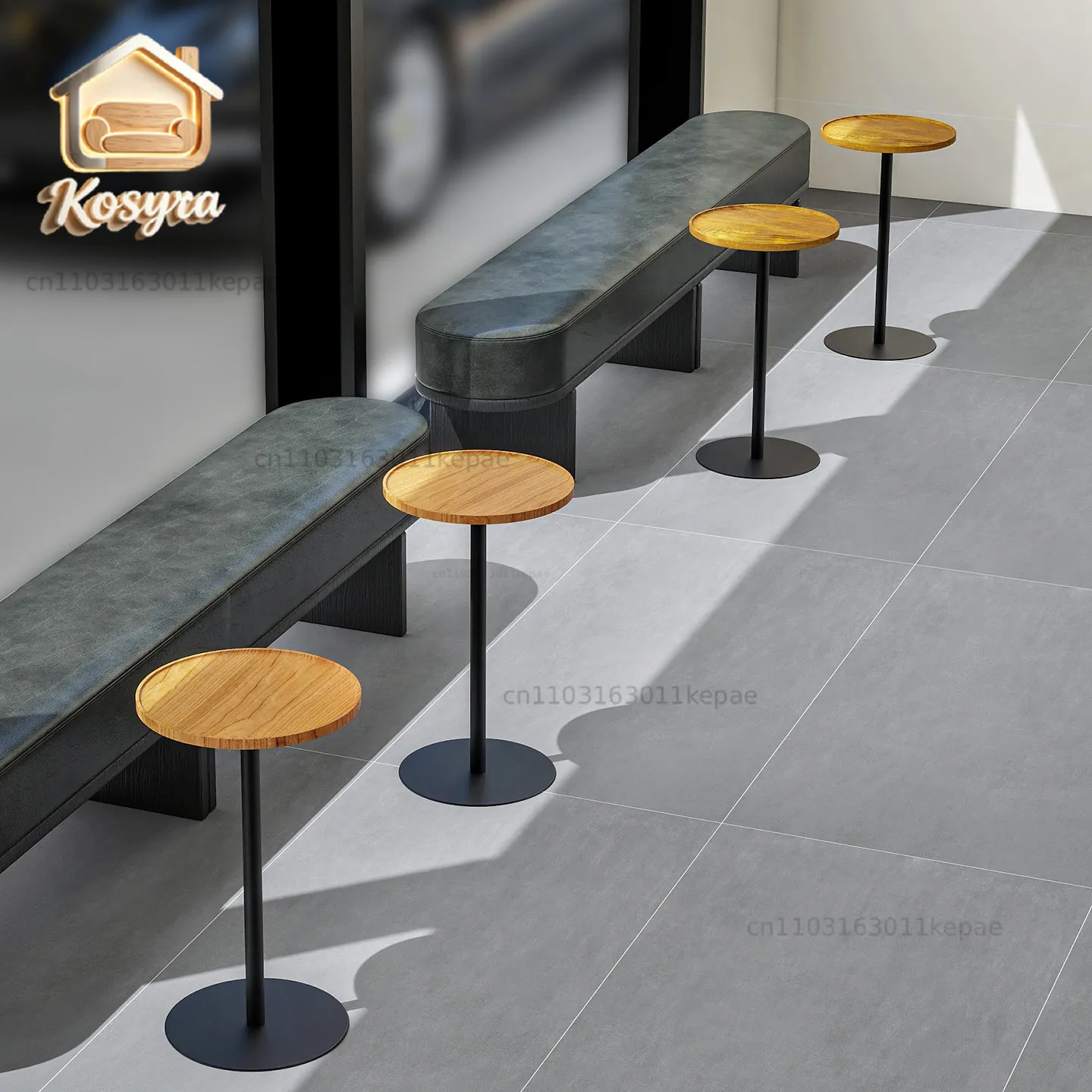 Coffee shop solid wood small round table Internet celebrity casual coffee table milk tea shop special table store commercial