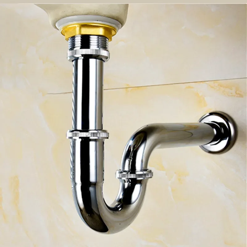 Chrome Pop up Drain with Stainless Steel round Siphon Bottle Trap P-TRAP Kit for Bathroom Vanity Basin Pipe Waste Accessories