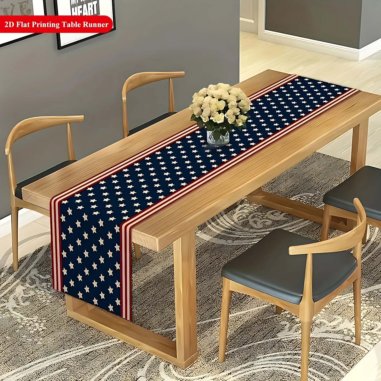 1pc Patriotic Table Runner, Po - Home Office News 评论和价格