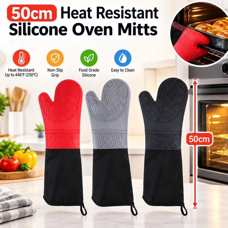 Oven Mitt Silicone - Rękawice do piekarnika z silikonu, 19,6