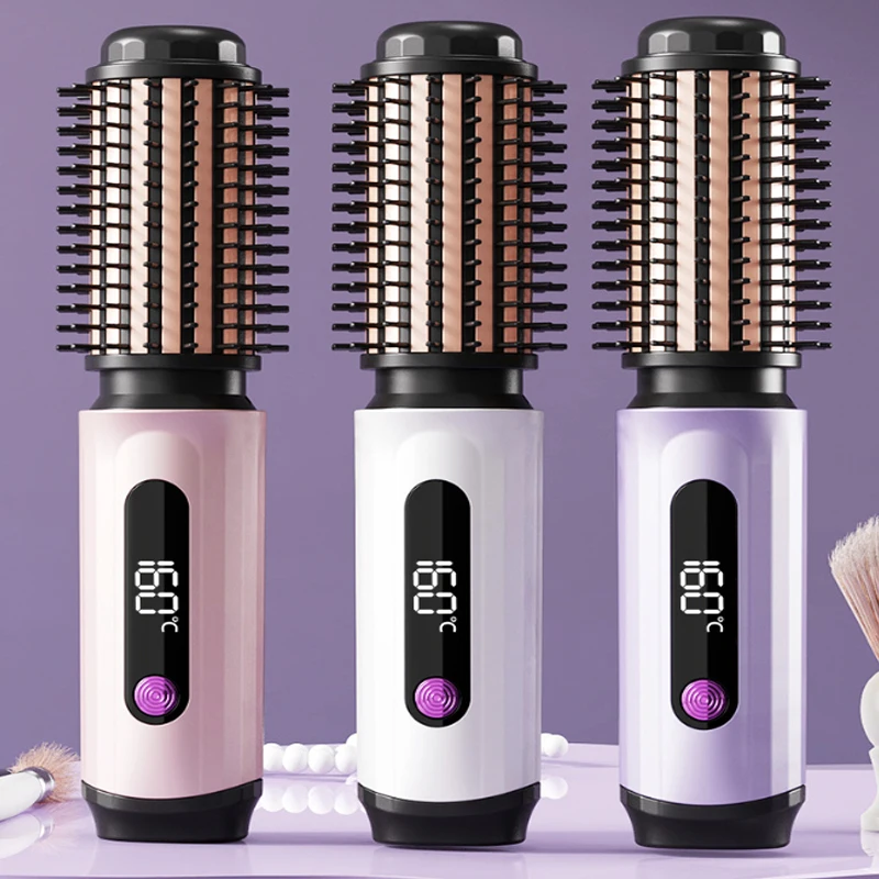 Negative Ion Hot Air Straight Hair Comb Professional Styling Tool Multi-Functional Heated Curling and Straightening Brush 80W
