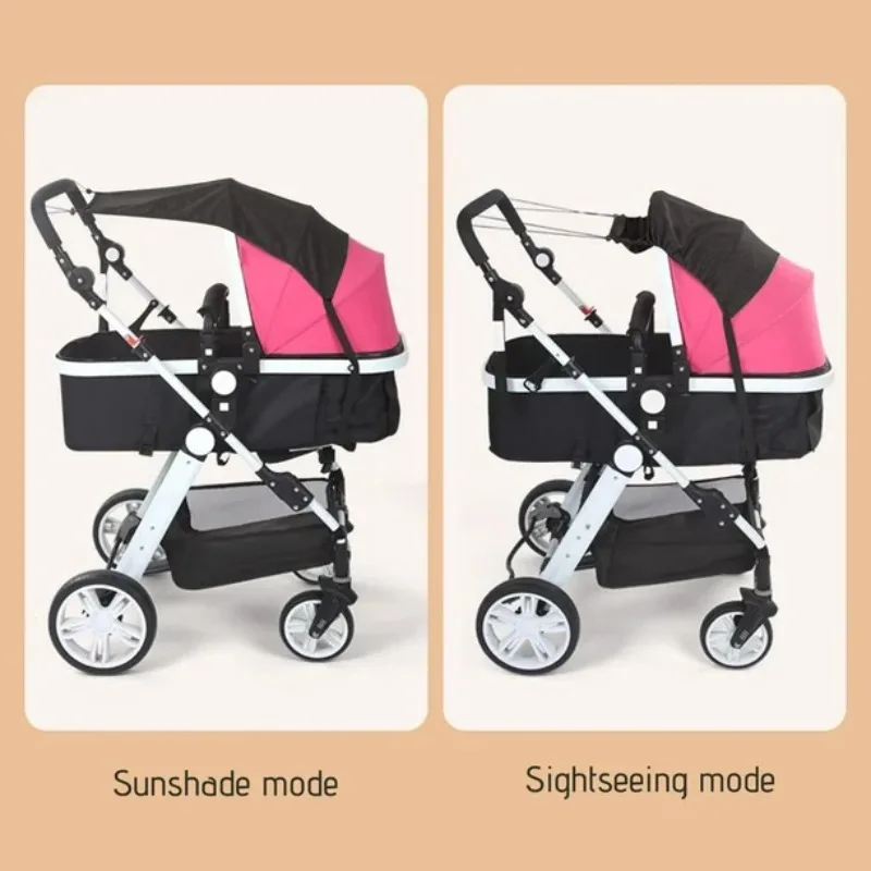 Baby Stroller Universal UPF 50+ Sun Protector Shade Blackout Cover Pushchair Shield Canopy Pram Rain Sunshade with Mesh Window