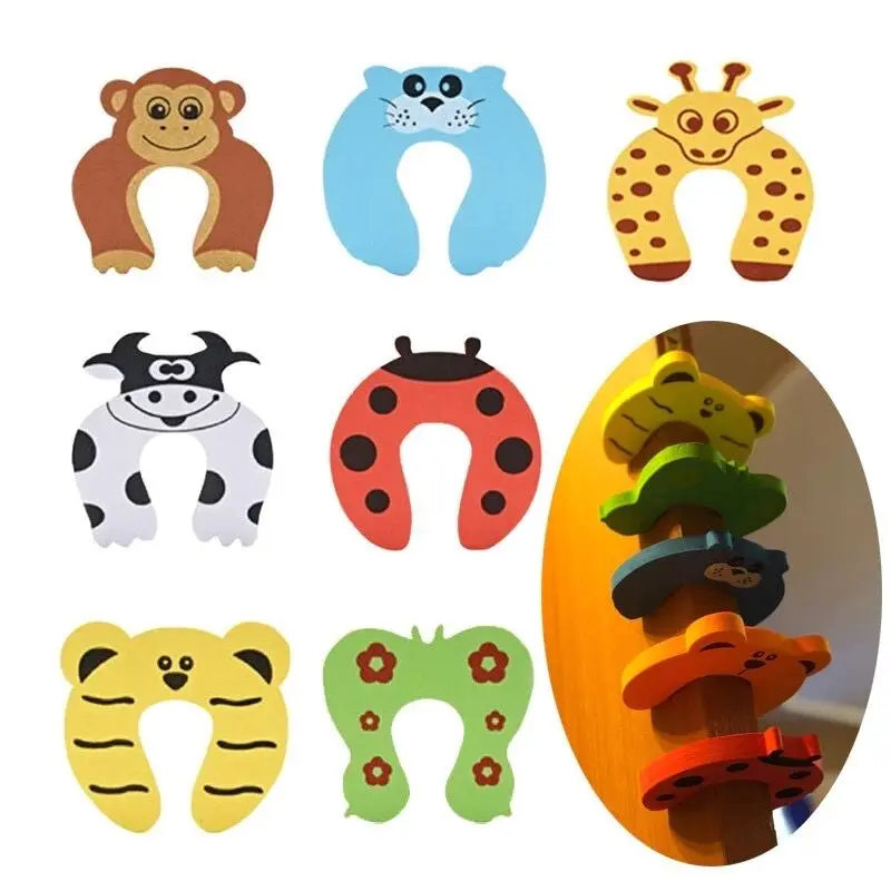 5pcs/Lot Child Kids Baby Animal Cartoon Door Jammers Stop Stopper Holder Lock Safety Guard Finger Protect