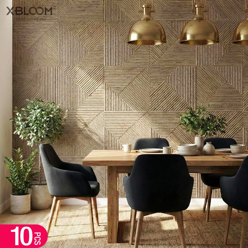 10 Pcs 30cm 3D wall sticker decorative ceiling living room Wood grain wallpaper waterproof 3D Wall panel bathroom kitchen Hotel