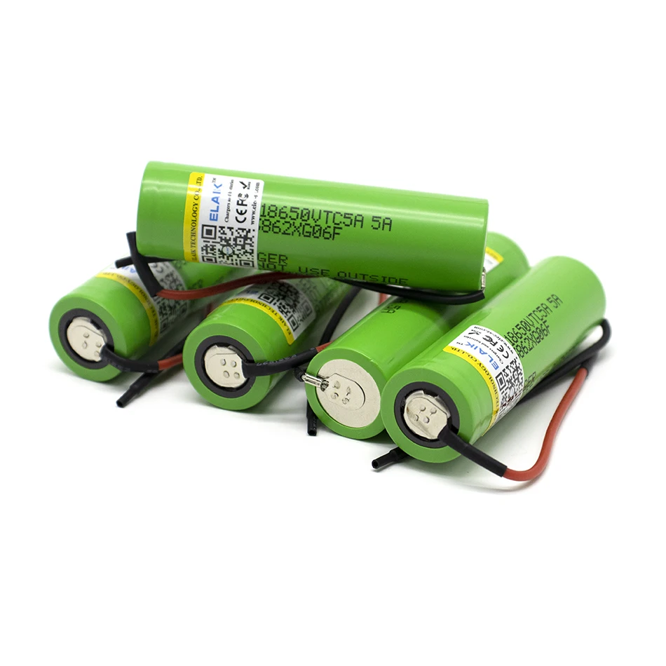 Elaik-オリジナルの充電式バッテリー,vtc5a,40aパルス,60a,3.6v,18650,vtc5,2600mah,高排水,40a,diy配線,配線,1〜20個