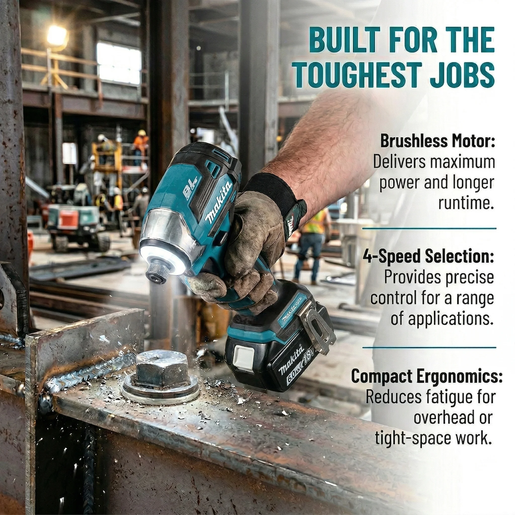 Makita DTD173 18V Cordless Impact Driver LXT BL Brushless Motor Electric Drill Wood/Bolt/T-Mode 180 N·M Rechargeable Power Tools