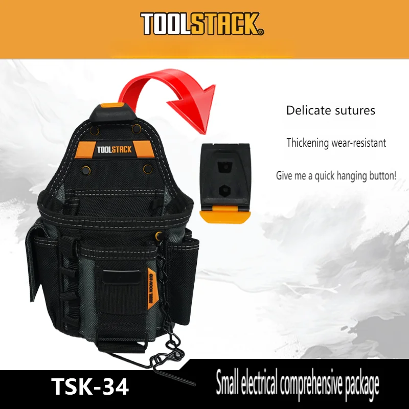 TOOLSTACK Kleine Elektriker-Werkzeugtasche, Multifunktionaler Werkzeuggürtel mit Taschen, Werkzeugtasche für Elektriker, Klempner, Wartungsarbeiter – Detail 1