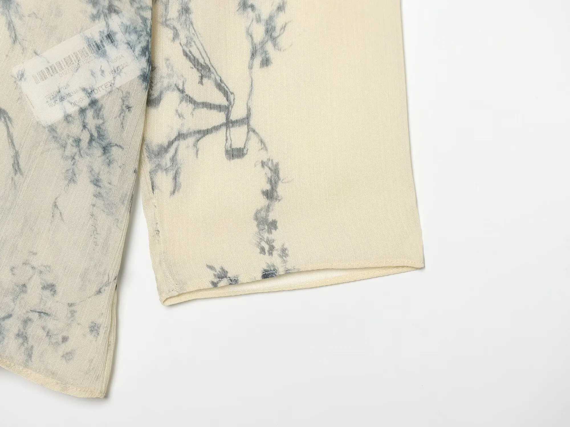 BSAY 2026 Women Ink Floral Print Stand Collar Blouse Asymmetric Cutout Frog Buttons Long Sleeve Elegant New Chinese Style Shirt view 5