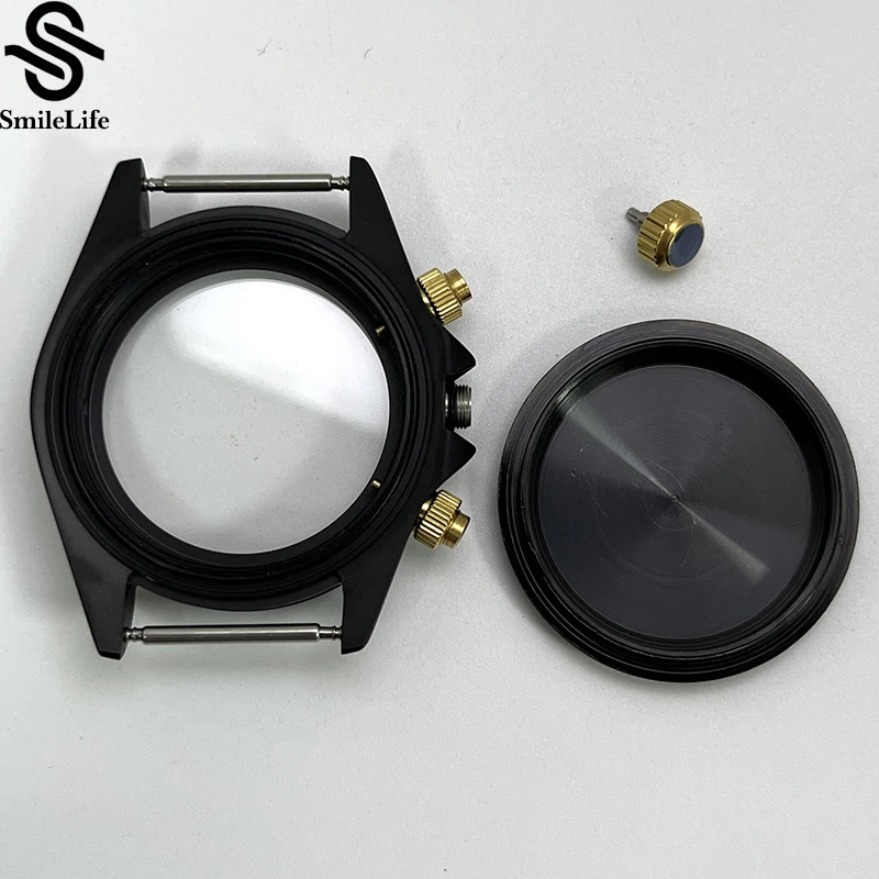 SmileLife 39 مللي متر VK63 حافظة ساعة سوداء غير لامعة مع إطار من السيراميك والزجاج الياقوت VK63 ملحقات حركة الكوارتز لصانعي الساعات