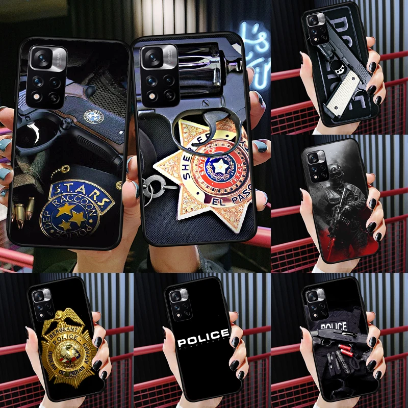 Symbol Police Case For Xiaomi Redmi Note 12 11 10 9 8 Pro Cover For Redmi Note 10S 11S 10A 10C 9A 9C 12C 9T