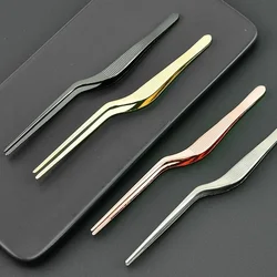 1Pc 14cm Stainless Steel Tweezer Plating Chef Food Tweezer BBQ Clip Barbecue Tongs Serving Presentation Kitchen Tools Cooking