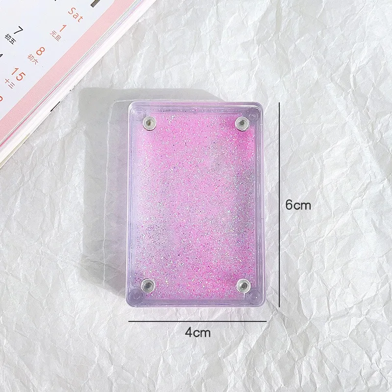 DIY Magnet Key Chain Rectangle Transparent Quicksand Acrylic Insert Photo Picture Frame Keyring Thin Style Keychain Gift