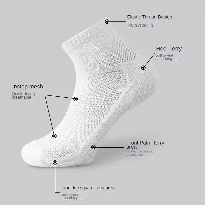 6 Pairs Thick-Soled Moisture Wicking Sports Socks With Cushioned Bottoms Perfect For Running