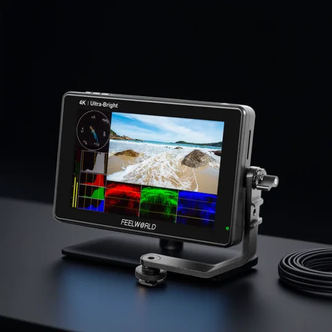 FEELWORLD LUT7 터치스크린 카메라 필드 모니터, 3D LUT HDMI 입력 출력 파형 벡터스코프 히스토그램, 7 인치 2200nits