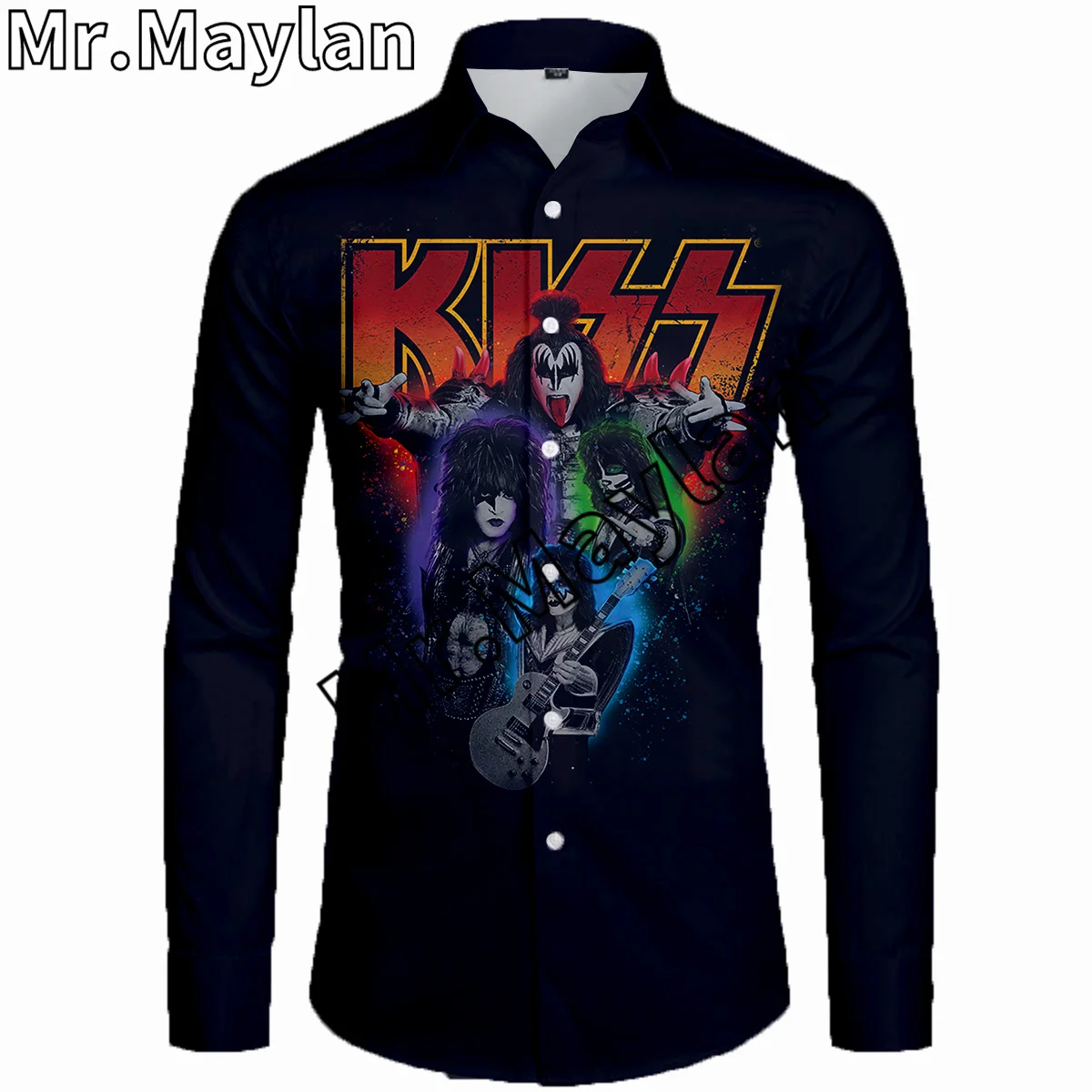 Rock Kiss Band 3D Printed Shirt Hawaii Shirt Men Summer Long Sleeve Shirt Men Shirts 2023 Oversized 5XL Camisas Masculinas-110