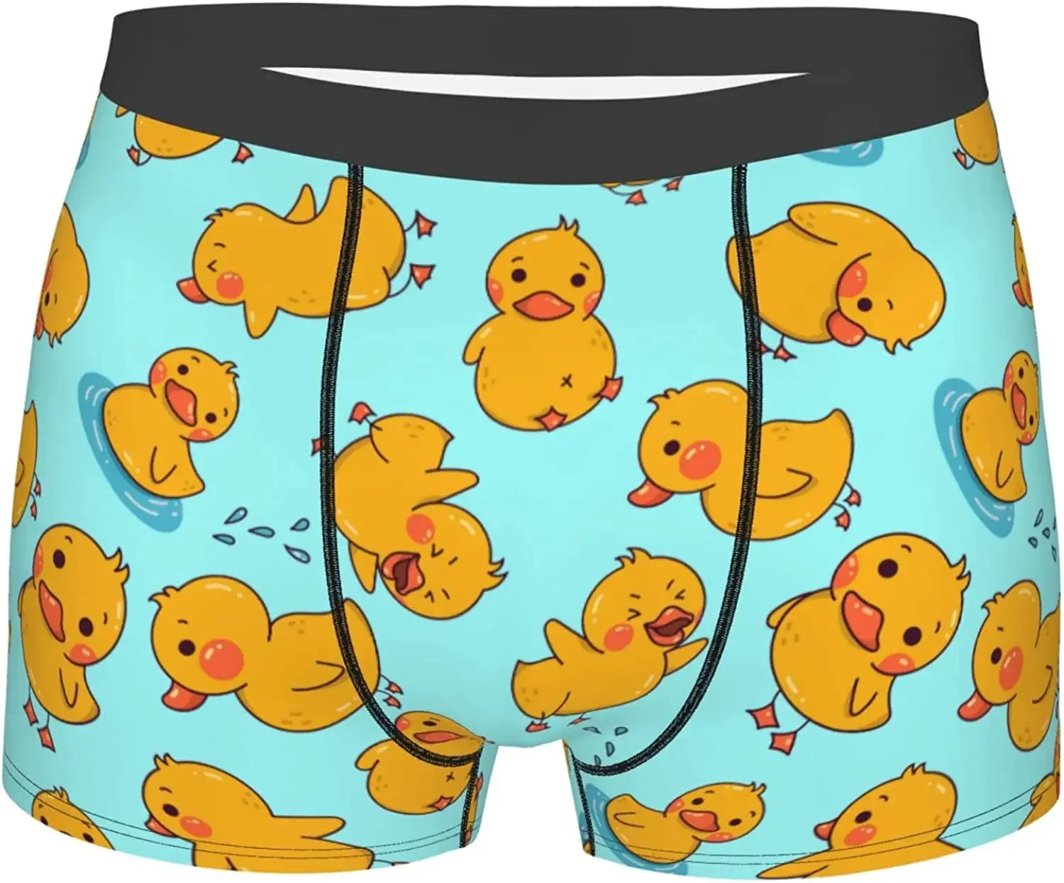 Men's Boxer Briefs Cartoon Yellow Duck Boxer Shorts Soft Breathable Stretch Underwear Trunks with Bulge Pouch for Men Boys