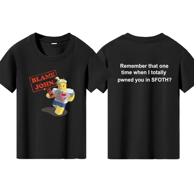 Blame John مطبوعة في سن المراهقة بلايز تي شيرت بنين بنات الصيف عادية مضحك موضة س الرقبة قصيرة الأكمام الأطفال الملابس الملونة