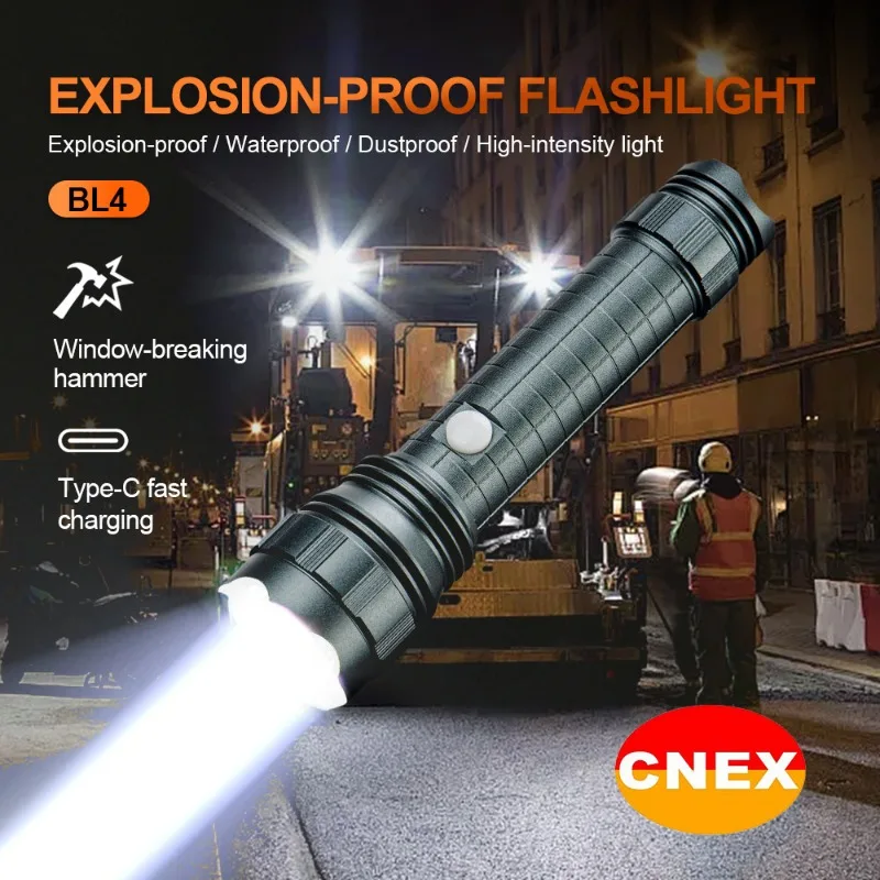 防爆led懐中電灯-強力な長距離光線-充電式-防水仕様-アウトドア緊急用