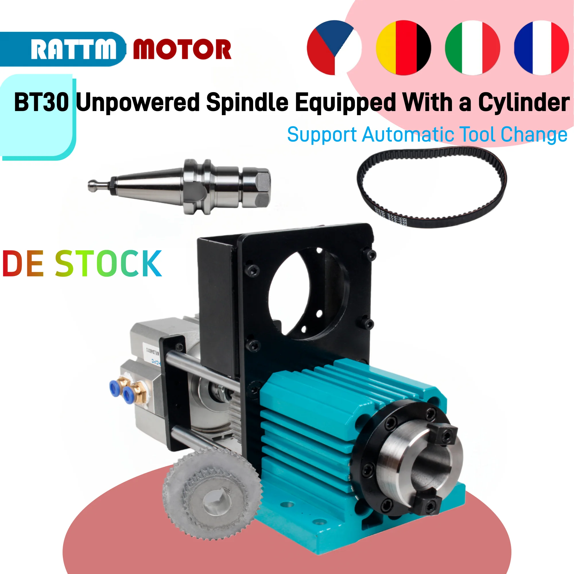【US&EU STOCK】BT30 Unpowered Spindle Equipped With a Cylinder to Support Automatic Tool Change Suitable for Engraving Drilling