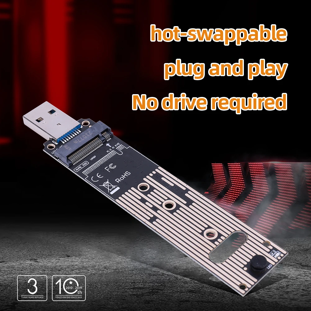 Convert Card 10Gbps Gen 2 M.2 NVME Riser Board USB3.1 SSD To USB Adapter Card Plug and Play for Samsung WD Black Intel NVME SSD