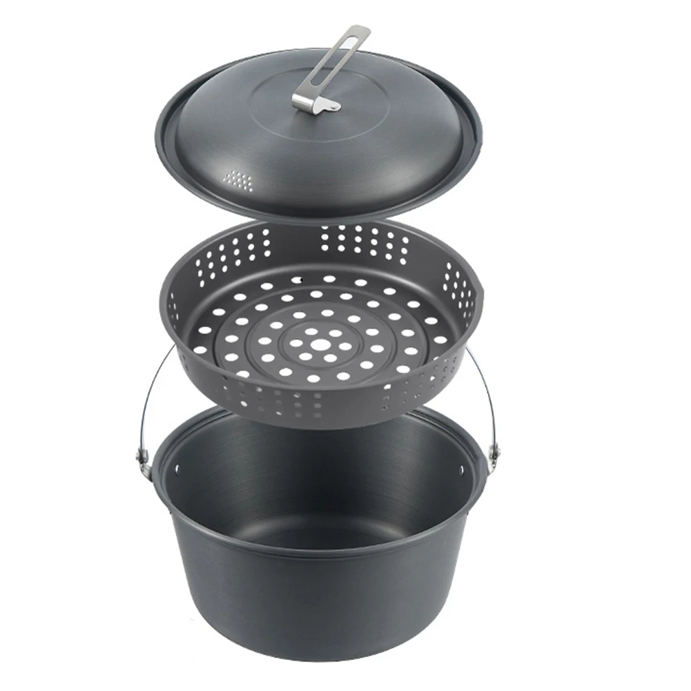 Hiking Steamer 4.5L Cookware Stainless Steel Handle Strong Rivets Anti-overflow Design Easy To Clean Camping Hiking