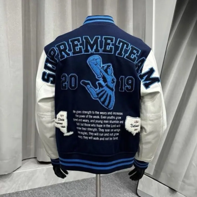 

Embroidery Varisity Jacket for Men Streetwear Baseball Jacket Splicing PU Sleeves Women Bomber Jacket Unisex Men Clothing