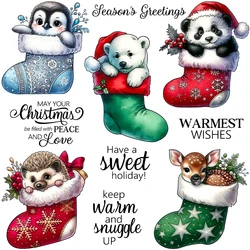 Mangocraft Animals In Christmas Stockings Cutting Dies Clear Stamp DIY Scrapbooking Metal Dies Silicone Stamp For Cards Albums