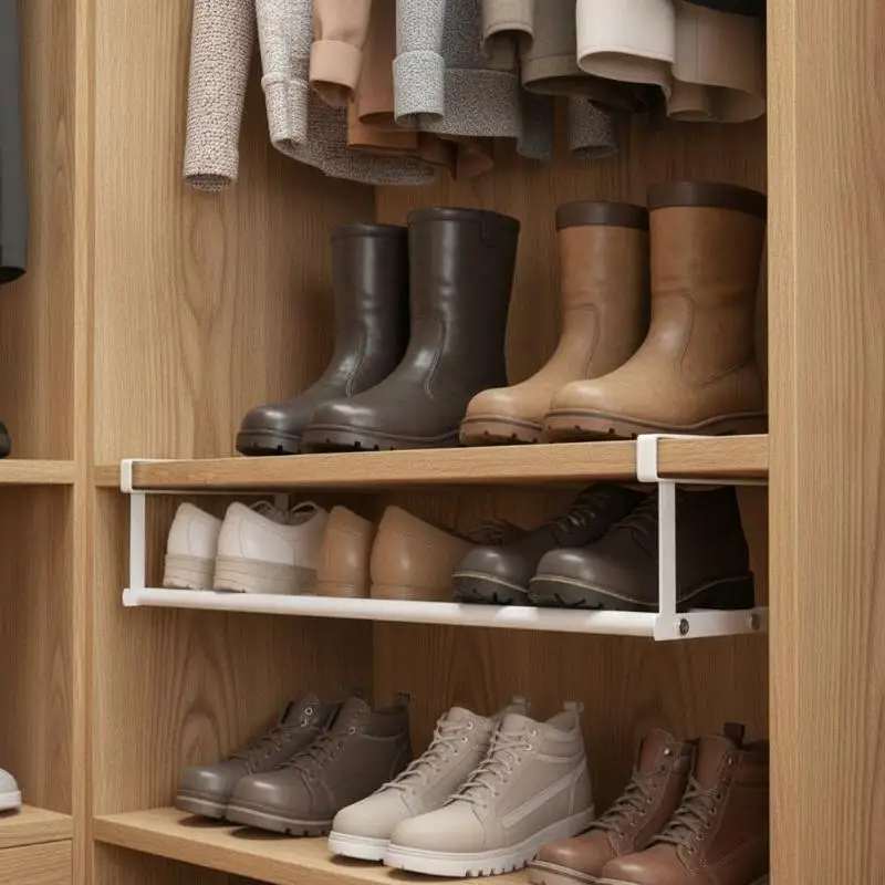 Adjustable Shoe Rack Eco-Friendly Layered Shoe Organizer Space Saving Storage Shelf for Home Entryway Bedroom Closet