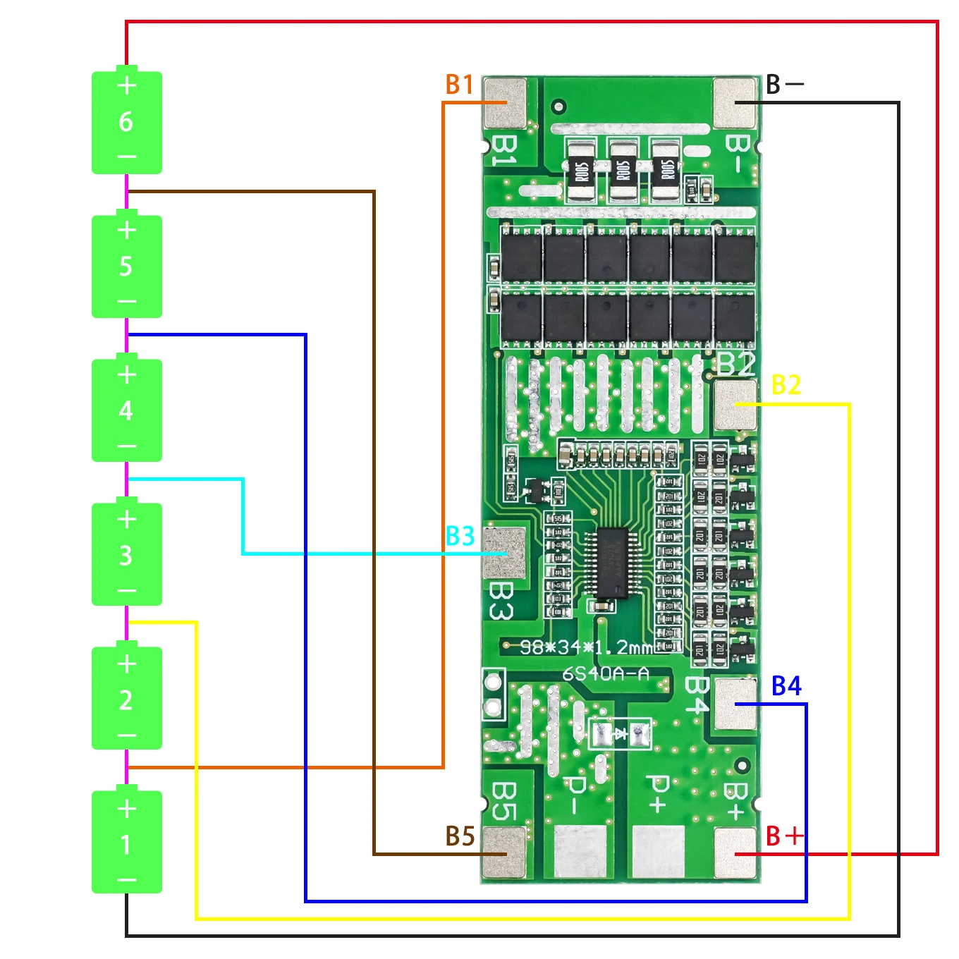 1 pz 6S 40A 24V 18650 li-ion batteria al litio Protect Board illuminazione solare Bms Pcb con bilanciamento per Ebike Scooter