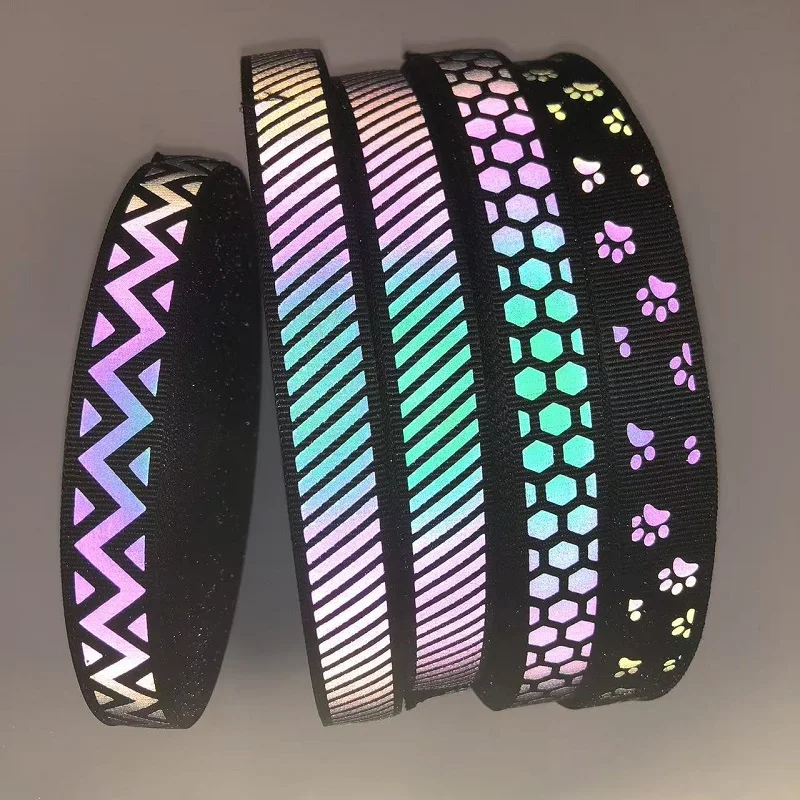 2CM Colorful Reflective Caution Nylon Pet Strap Ribbon Sewable Rainbow Colors for Dogs Cats And Other Pets - Clothing Accessory