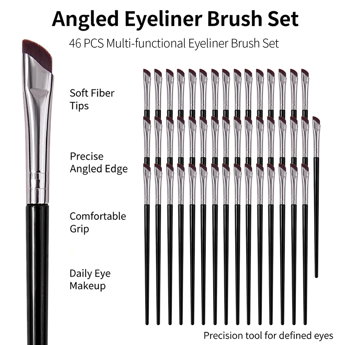 Slanted Angled Eyeliner Brushes, Soft Fiber Precise Angled Edge, Multi-functional Eyebrow Makeup Brushes for Eye Liner & Brows