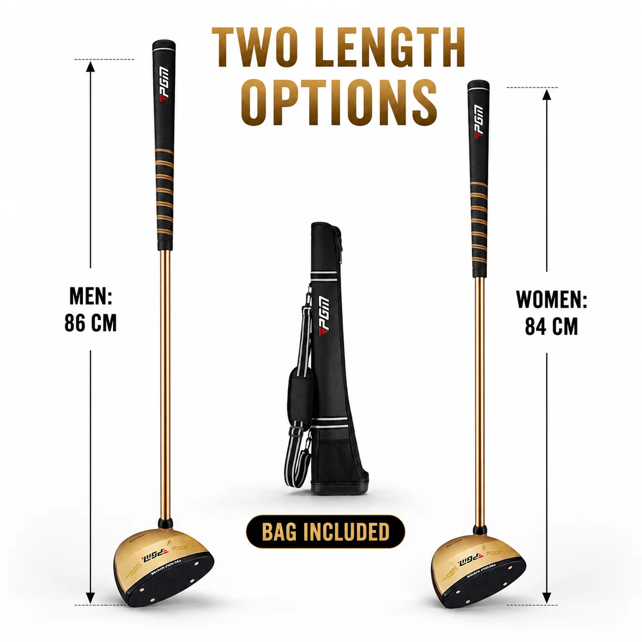 PGM TUG063 Single Park Golf Club for Men and Women 84/86 Cm Sapele Wood Head Low Center of Gravity Carbon Shaft with Carry Bag