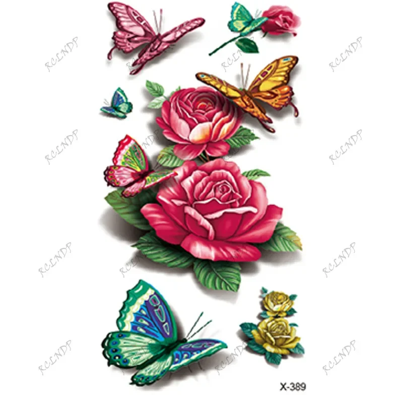 1/16PCS Waterproof Temporary Tattoo Sticker flower butterfly rose sexy Fake Tatoo flash tatto body art for girl Women