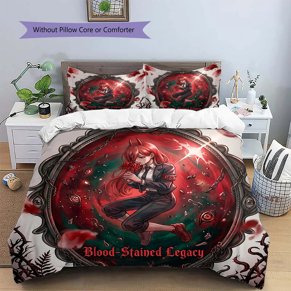 Chainsaw Man  Patterned Pillowcase & Duvet Cover Set Bedroom Bedding Decor with Anime Style Great Gift for Enthusiasts YUN6515