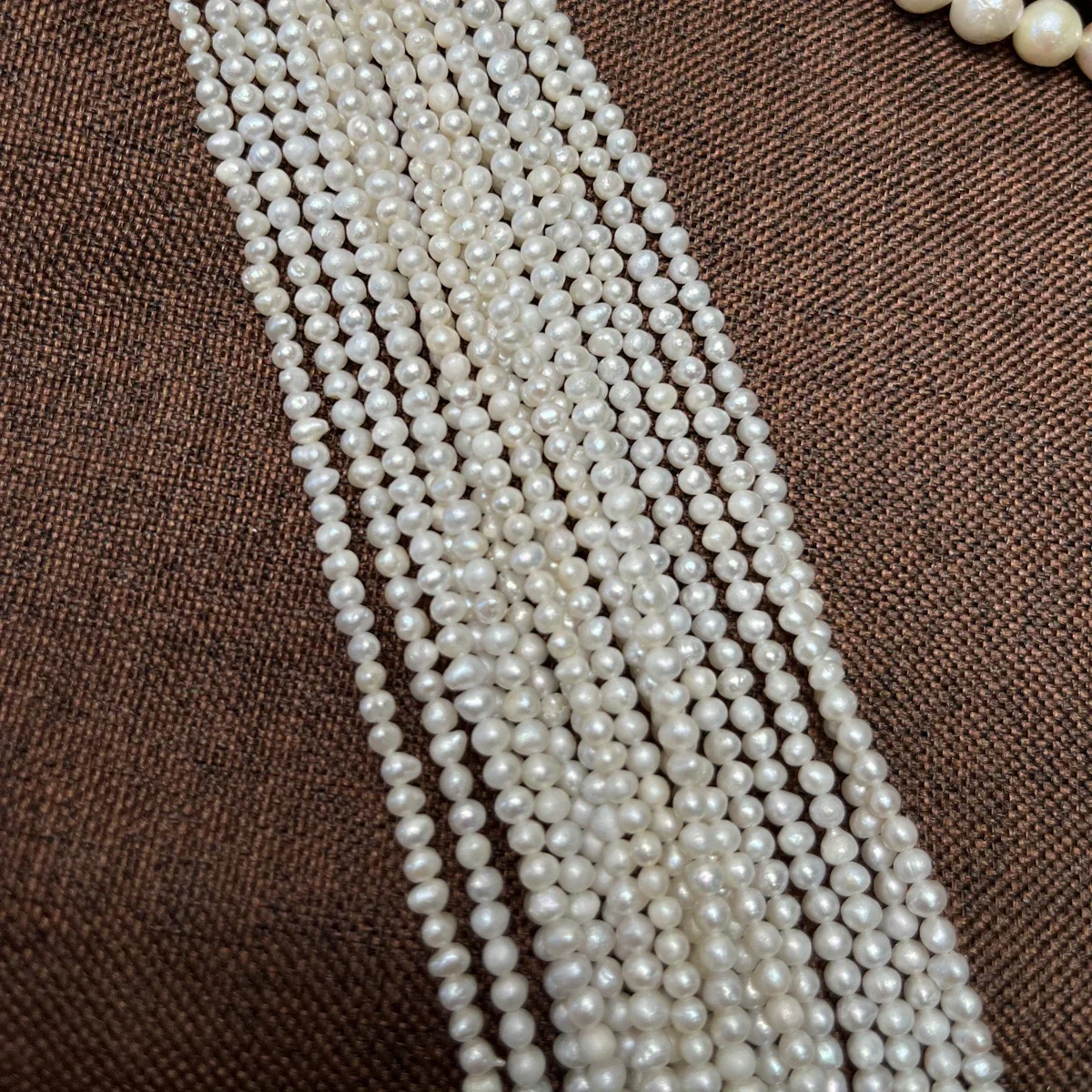 3-4mm A Natural Freshwater white Round Punch Beads Pearl Bead Jewelry Make Gift DIY Necklace Bracelet Accessories Wedding Women