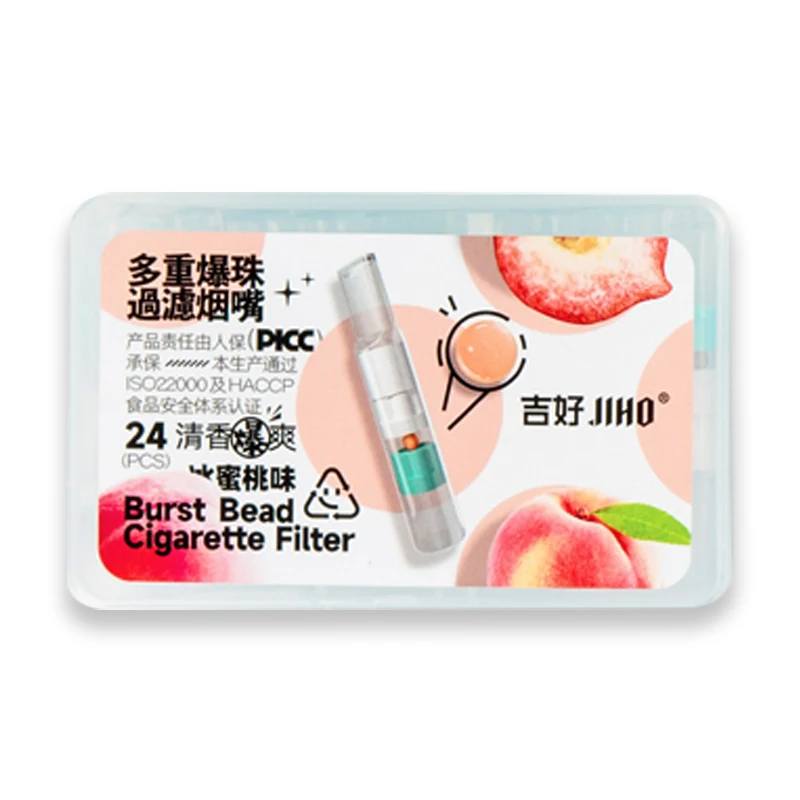 Built-in Ice Peach Pop Burst Beads Cigarette Filters, Disposable Tips fit for most regular common cigarettes