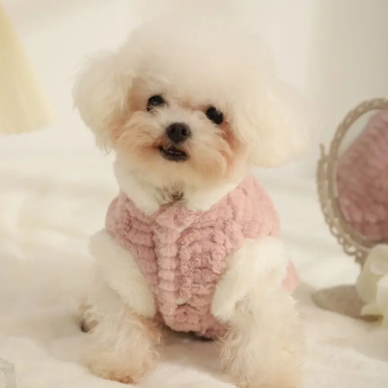 Pet Rabbit Hair Coat Dog Pet Clothes Autumn and Winter Warm Plush Vest Bears Small Dog Cute Vest Teddy Puppy Dog Clothes Winter